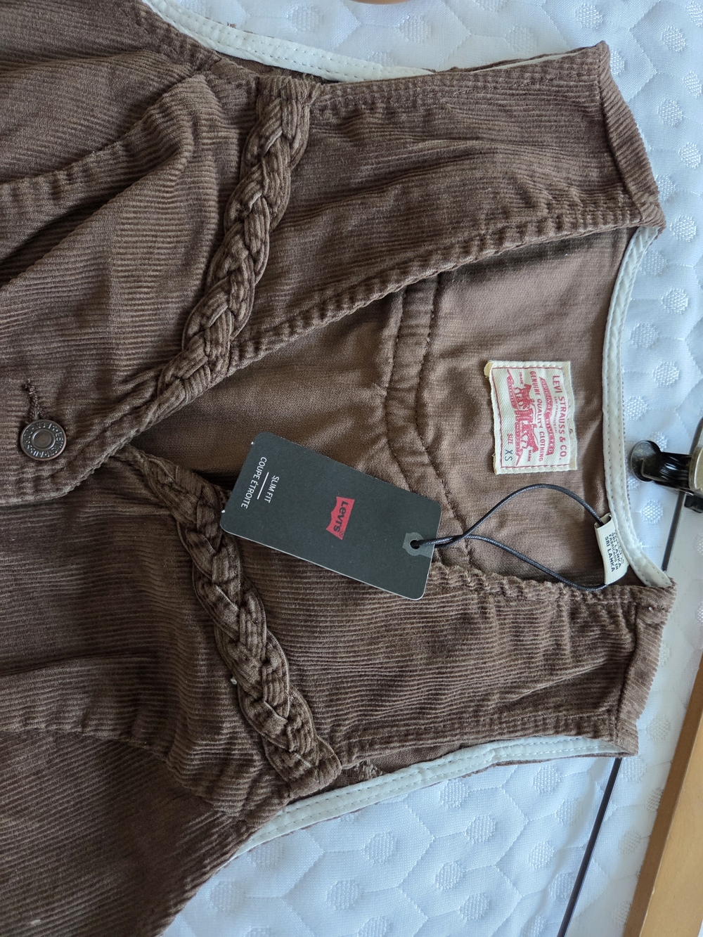 Levi's Brown Corduroy Braided-Trim Vest - Picture 3 of 6